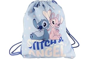 CERDÁ LIFE'S LITTLE MOMENTS String Bag Stitch 40x30 cm – Sacca Zaino con Coulisse Rinforzata, Tasca Esterna, Tessuto Impermeabile, Licenza Ufficiale Disney Cerdà
