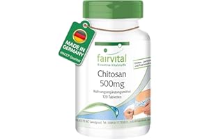 ‎FAIRVITAL Fairvital | Chitosan 500mg - 120 Tabletten - 3000mg pro Tagesdosis - HOCHDOSIERT - natürlicher Ballaststoff