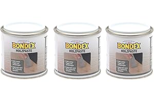 Bondex Holzpaste Holzkitt Reparaturpaste zum ausbessern von Risse Löcher Kratzer Laminat Parkett Möbel und Holz(3x 150g Dose, weiss)