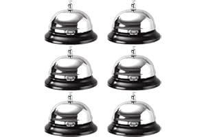 JMIATRY 6 Pack Reception Call Bell, 3.38 inch/8.5cm Diameter Chrome Kitchen Bells, Desk Service Bell Use for Hotels, Schools, Restaurants, Reception Areas, Hospitals, Kitchen and Bars