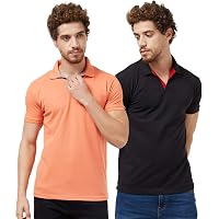 Wear Your Opinion Men's Polycotton Stylist Slim Fit Collar Neck Polo T-Shirt Combo Pack of 2