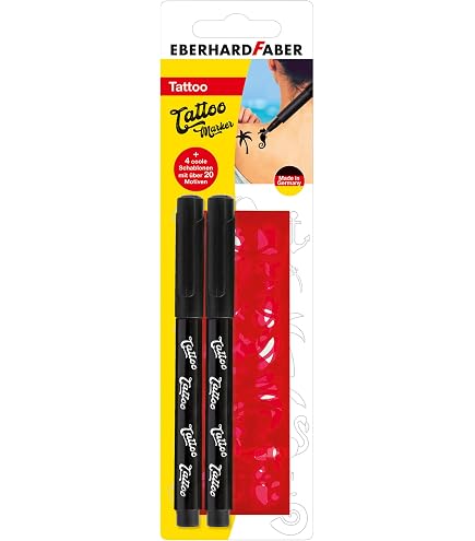 Stylo Tatouage Temporaire Kreul - Encre Cosmétique à L'eau, Durée 5 Jours, Pointe Pinceau 0,5-3 Mm