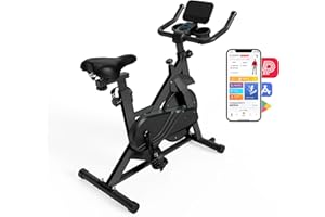 DeerRun Ciclette Professionale, Cyclette da Casa a Resistenza Magnetica Regolabile, Bicicletta per Casa con App per Monitoraggio Dati, Spin Bike 136kg di Capacità di Peso