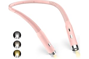 Diboniur Lampe de Lecture de Cou, Lampe lecture Rechargeable au lit, 3 Couleurs et 3 Niveaux de Luminosité Réglables, Pliable à 360°, Liseuse LED USB pour Voyager, Tricoter, Camping (Rose)