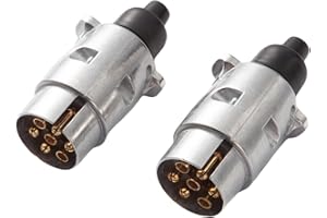 Feuunly 2 Pezzi x Spina per Rimorchio 7 Poli Alluminio, 12V Impermeabile Connettori Rimorchio 7 Poli Metallo, per Rimorchio RV Barca Caravan Camion (Cappuccio di Gomma)