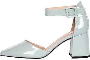 Rio Fiore Damen Pumps, Schwarz/Grau/Blau/Weinrot/Taupe/Grün/Fuchsie/Violett/Koralle/Weiß, 7.5cm Blockabsatz, Kunstleder, Wildlederimitat, Bequeme Pumps, Pumps mit Riemen, Riemchenpumps, H1877-A0142