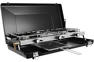 AANGEEBONE Réchaud de camping à gaz, réchaud portable, 3 flammes, réchaud de camping, pour le camping, les barbecues, les fêtes, les pique-niques ou les randonnées en plein air.