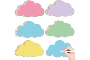 TIKPLUS Wolken Moderationskarten, 50 Stück Moderationskarten Set, 5 Farben Metaplankarten Groß Präsentationskarten, Blanko Lernkarten für Büro Schule Präsentation und Moderation - 23 X 14cm