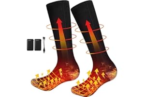 XIAXIA Podgrzewane skarpety dla mężczyzn i kobiet, podgrzewane skarpety z akumulatorem, elektryczne ciepłe skarpety, ocieplacze na kemping, wędkarstwo, jazdę na rowerze, jazdę na nartach 4000mAh(36-44EU)