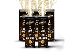 Lot de 10 Jets de Scène 2 Mètres / 30 Secondes couleur Or - Jet de scène Artifice d'Intérieur à Étincelles Froides pour Mariage - SPARKLERS CLUB® (Or / 10 JETS)