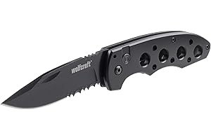 Wolfcraft Leisure Knife with Folding Blade I 4289000 I Versatile leisure knife for hobby and camping - 75 mm blade with serrated cutting edge