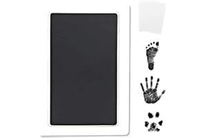 REIGNDROP Inkless Large Clean Touch Ink Pad Kit for Baby Footprint, Handprint & Pet Paw Print - No Ink Mess, Clear Print, Smudge Resistant, Long Lasting, Baby Safe, Includes 2 Cardstock(Clean-Touch - Black)