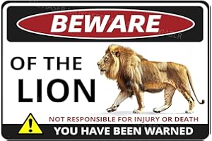 MUYIASER Beware Of The Lion Sign You Have Been Warned Aluminum Metal Tin Signs Door Sign Warning Sign For Zoo Fence Gate Yard Home Wall Decor 8x12 Inch