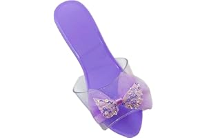 predolo Prinzessin Schuhe Sandalen Kinder Heels Slip On Jelly Sandalen mit Komfortablem Keilabsatz aus PP Material für Rollenspiele Kinderfeste, Hellviolett
