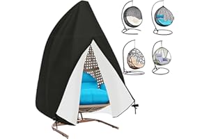 BEJAGWUS Hängesessel Abdeckung Outdoor mit Reißverschluss Kordelzug,Oxford Schutzhülle für Hängestuhl Egg Swing Chair,Abdeckung Gartenmöbel Wasserdicht Winddicht UV-Anti Winterfest - 190x115 cm