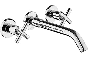 Unterputz Waschtischarmatur PaulGurkes 3-Loch Wasserhahn Unterputz Kreuzgriff Waschtischarmatur Waschtischbatterie Wasserhahn Mischbatterie UP-Armatur