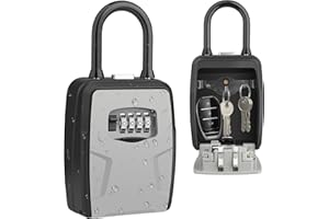 Diyife Cassetta di Sicurezza per Chiavi, [Capacità Maggiore-9 Chiavi] Cassaforte per Chiavi con Gancio, Impermeabile Cassetta Portachiavi con Codice a 4 Cifre per Esterno Casa Ufficio Viaggio, Grigio