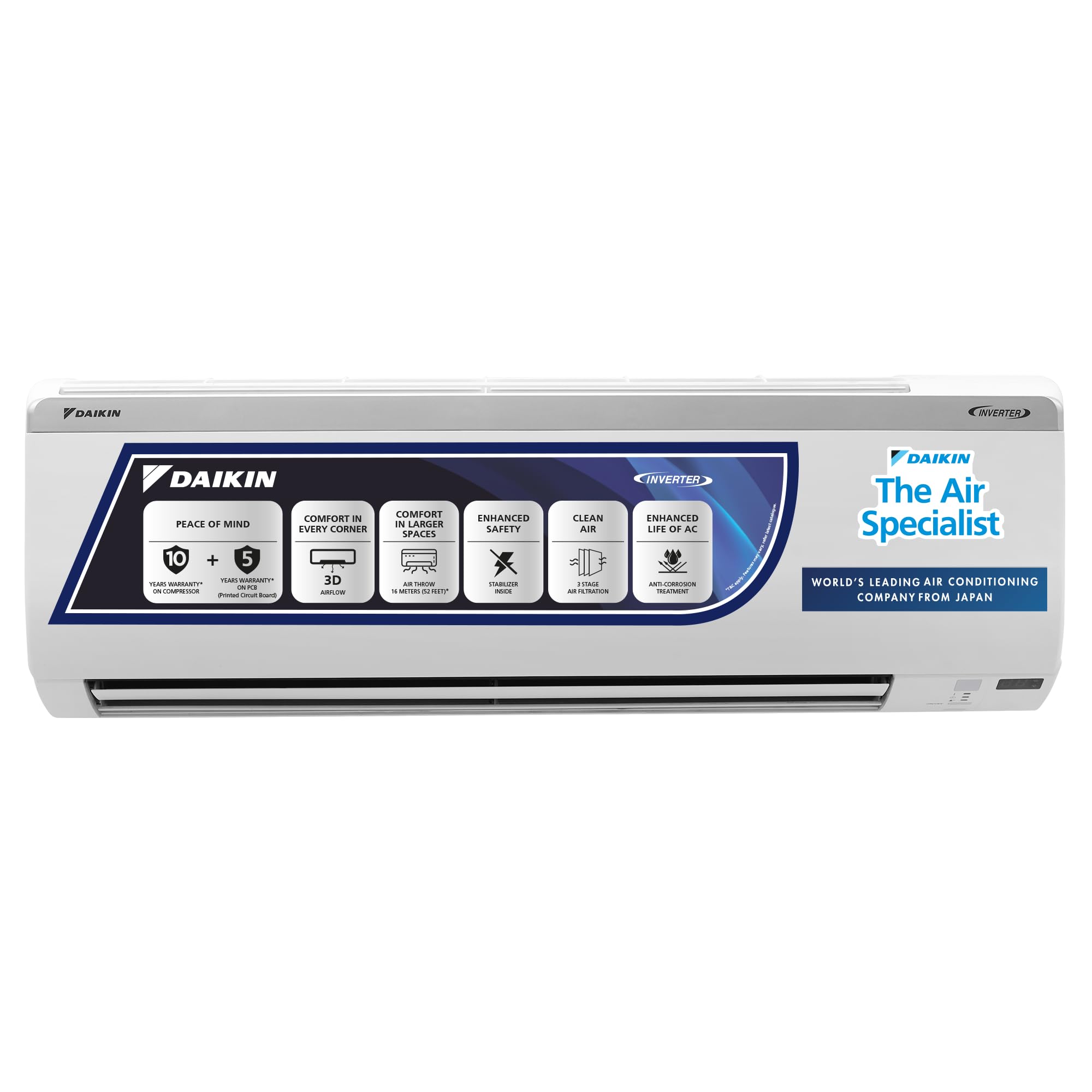 Daikin 1.5 Ton 5 Star Inverter Split AC (Copper, PM 2.5 Filter, 2022 Model, MTKM50U, White)