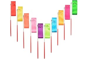 JIEDDEY Nastri da Danza,Nastri di Ballo 10 Pack Nastro da Ballerina con Bastoncino Roteante 2M per Bambini Danza Ginnastica Baton