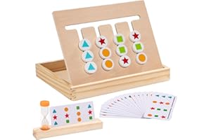 WISPLYE Juguete De Rompecabezas para Niños 3 4 5 Años, Montessori Juegos de Mesa Educativos Tablero, Juego de Clasificación de Colores de Madera Puzzles Infantiles con Tarjetas de Patrón y Disco de Color