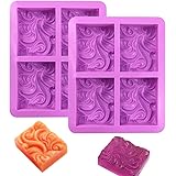 Silikon Seifenformen, 2 Stück Ocean Wave hausgemachte DIY Silikon Seifenform Cupcake Backform Muffinform, 4 Kavitäten Seife H