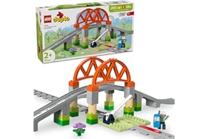 LEGO DUPLO Town Most i Tory Kolejowe — Zestaw Rozszerzający do Pociągów, Edukacyjna Zabawka dla Dziecka do Zbudowania, Kreatywny Prezent dla Maluchów, dla 2-latka, dla Chłopca i Dziewczynki, 10426