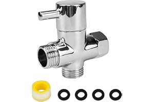 NAROSEBE Valvola Deviatrice 3 Vie Doccia Deviatore Rubinetto Colonna, Cromo, G1/2 20mm Bagno Universale di Ricambio + 3x Guarnizioni + Nastro Idraulico