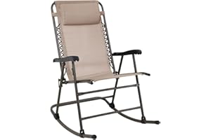 SVITA Fauteuil à bascule pliable d'extérieur avec appui-tête et accoudoirs Beige