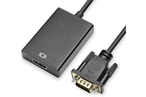 OcioDual Adattatore Convertitore da VGA Maschio a HDTV Femmina con Cavo di Audio Mini Jack 3,5mm 1080p HDTV Nero per PC