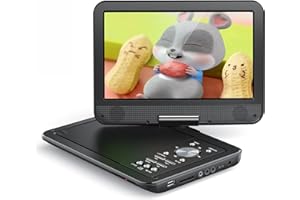 YOTON Lettore DVD Portatile 12,5" con Schermo Girevole HD da 10,5" per Auto e Bambini, con Caricatore per Auto, Supporta 6 Ore di Batteria Integrata e USB/scheda SD/sincronizzazione TV，Nero