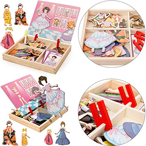 jincome Juego de Mesa de Dibujo magnético Puzzle Girl Dress up Puzzle de Estilo para niñas Niños Niños 3 4 5 años de Edad