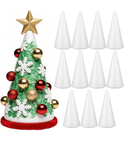 Cônes En Mousse Blanche 12 Pièces - 10 Cm De Haut - Pour Déco Mariage, Noël, Projets DIY - Mousse Polystyrène Légère - 4