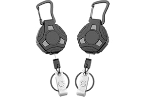 DIHOOM Retractable Keyring, Heavy Duty Carabiner Badge Holder, Tactical ID Lanyard Reel with 31.8" Steel Cord, 2 Pack