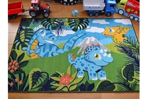 Rugs Supermarket Kids Non Slip Machine Washable Dinosaurs Play Mat. Available in 3 Sizes (80cm x 120cm)