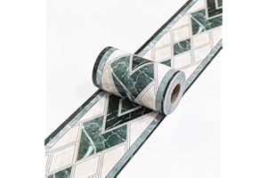 Dostear Borde del papel pintado Verde-41 Auto Adhesivo del Papel Pintado del PVC Cenefa autoadhesiva para decoración de pared de cocina baño 10cm X 500cm