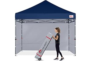 MasterCanopy Heavy Duty Pop-up Gazebo tent with Sidewalls (3x3M,Navy Blue)