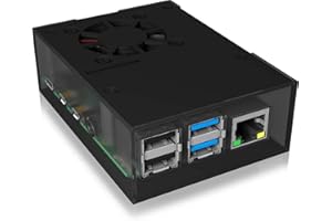 ICY BOX Raspberry Pi 4 - Alloggiamento con ventola, telaio in plastica con alluminio, dissipatore di calore VESA, colore: Nero