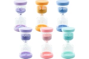 BAFEIL Klepsydra dla dzieci, zestaw 6 sztuk, kolorowa klepsydra dla dzieci, zestaw 1//5/10/15/20/30 minut, klepsydra dla dzieci, do nauki, czasu zabawy, kreatywny prezent