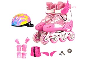 GUOCU Roller Femme Homme pour Enfant Adolescent Adultes Rollers en Ligne à Taille Réglable Patins Area