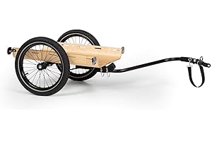 Klarfit Companion Bike Trailer Cargo Trailer Trolley - Loading Area: 42 x 63 cm/Approx. 50 L / 2 Beverage Crates, 40 kg Load, Powder-Coated Steel Frame, 16” Wheels, Waterproof Cover, Black/Wood