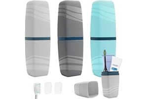 Pumuky Pack of 3 Toothbrush Case, Travel Toothbrush Box, Travel Water Cup Set, Portable Toothbrush Cup Travel for Camping, School, Travel (Blue/Grey/Black), Blue/Grey/Black, Luggage set