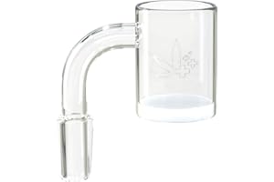 JCASE Cuarzo Banger hecho a mano 90°, base opaca de 25 mm de diámetro, 10/14 mm de diámetro, adaptador macho para aparejos de vidrio (14 mm)