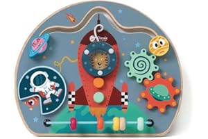 Classic World Rocket Busy Board - Includes Turning Blocks, Gears, Beads and Maze - Suitable for Kids 2 Year Old and Above - Learning and Development Baby Activity Board Toy