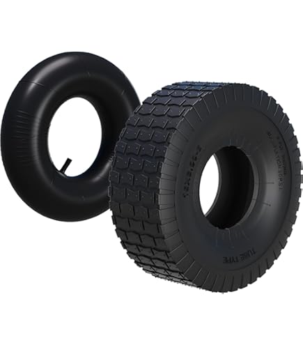 Lot De 2 Pneus + 2 Chambres à Air 15x6.00-6 - Pour Tondeuse Autoportée, Tracteur, Quad Ou Déneigeuse