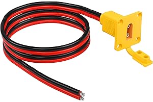 CERRXIAN 10AWG XT90 maschio filo nudo con pannello di montaggio, spina maschio XT90 con pannello Mout per aprire filo nudo per batteria RC Lipo FPV Drone (1m)