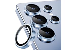 CloudValley für Samsung Galaxy S25 Ultra Kameraschutz, HD-Klar, Kratzfest, Ultra-Dünnes Individuelle Gehärtetes Glas Zubehör mit Aluminiumrand,Titan Blau