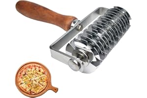 COSSWE Stainless Steel Lattice Roller, Pizza Pastry Wheel Roller Dough Cutter Kitchen Cooking Pastry Cutter Baking Tools with Wood Handle for Pie Pizza Cake Bread Cookie