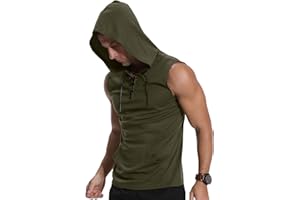 KUYIGO Débardeur à Capuche sans Manches pour Homme Fitness Sport Vest Muscle Minceur T-Shirt Top
