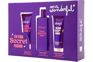 MR. WONDERFUL MR WONDERFUL - I'm Your Secret Passion, Estuche de Regalo Mujer, Colonia + Crema Manos + Crema de Cuerpo Glow Edition, Femenina, Aroma Floral Oriental Amaderado