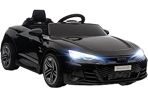 HOMCOM Coche Eléctrico para Niños de +3 Años Audi RS e-Tron GT Coche de Batería 12V con Mando a Distancia Faros LED Bocina Música USB y Apertura de Puerta 3-5 km/h Negro